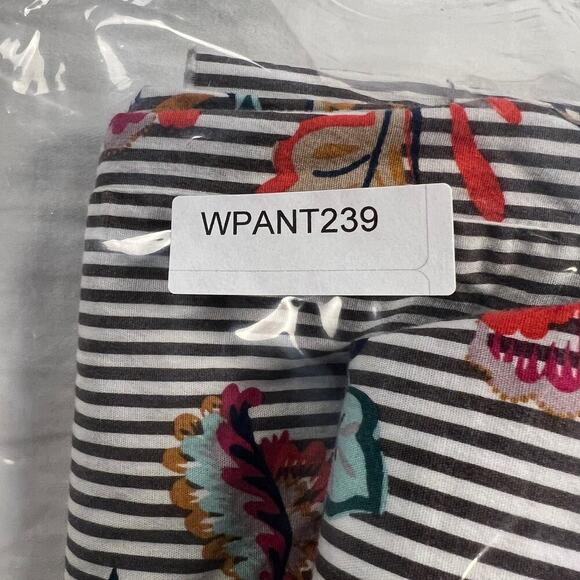 Democracy Wide Leg Raw Hem Cotton Pinstripe Floral Summer Pants Size 6 - Picture 10 of 10